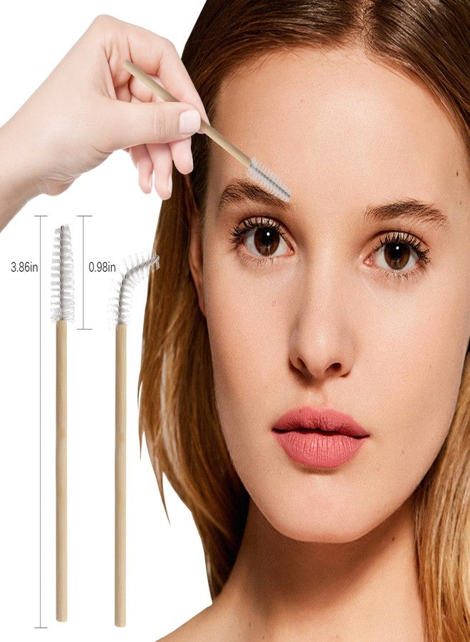 MyAoKuE-UP 300PCS Disposable Mascara Wands Spoolie Brush Bamboo Eyebrow Brushes Eyelash Extension Applicator Makeup Kits.myaokue-up(White) - Image 2